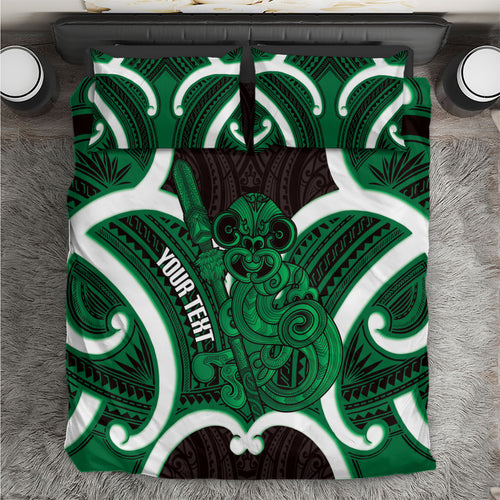 Kakariki Aotearoa Atua Tumatauenga Personalised Bedding Set Maori God Of War Tiki With Taiaha