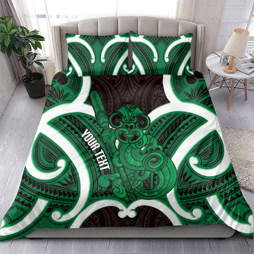 Kakariki Aotearoa Atua Tumatauenga Personalised Bedding Set Maori God Of War Tiki With Taiaha