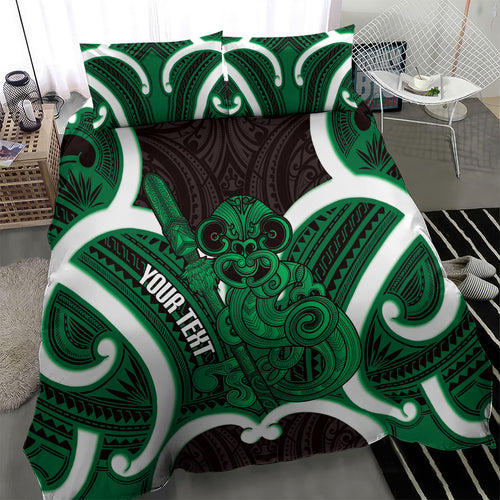 Kakariki Aotearoa Atua Tumatauenga Personalised Bedding Set Maori God Of War Tiki With Taiaha
