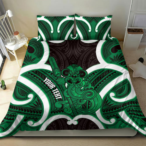 Kakariki Aotearoa Atua Tumatauenga Personalised Bedding Set Maori God Of War Tiki With Taiaha