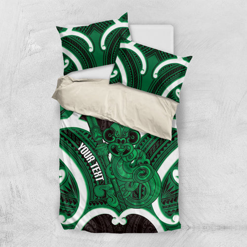 Kakariki Aotearoa Atua Tumatauenga Personalised Bedding Set Maori God Of War Tiki With Taiaha