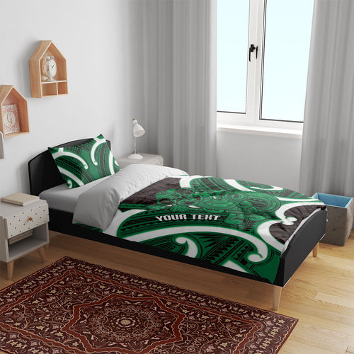 Kakariki Aotearoa Atua Tumatauenga Personalised Bedding Set Maori God Of War Tiki With Taiaha