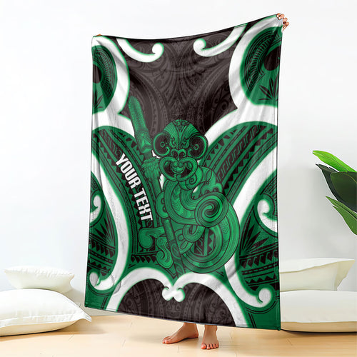Kakariki Aotearoa Atua Tumatauenga Personalised Blanket Maori God Of War Tiki With Taiaha
