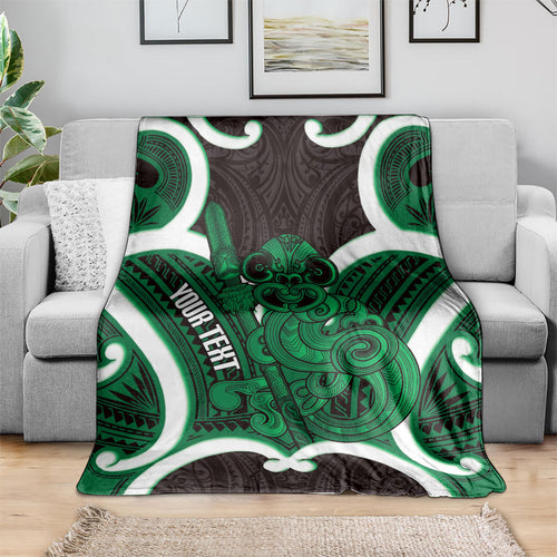 Kakariki Aotearoa Atua Tumatauenga Personalised Blanket Maori God Of War Tiki With Taiaha