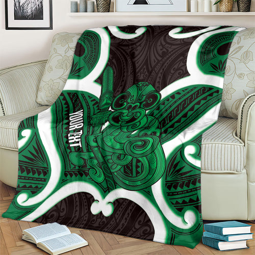Kakariki Aotearoa Atua Tumatauenga Personalised Blanket Maori God Of War Tiki With Taiaha