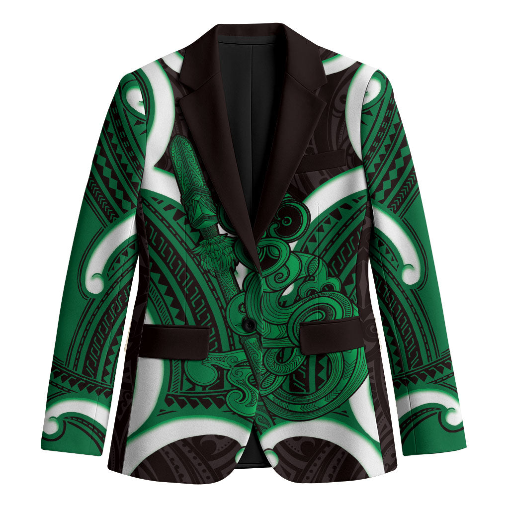 Kakariki Aotearoa Atua Tumatauenga Personalised Blazer Maori God Of War Tiki With Taiaha