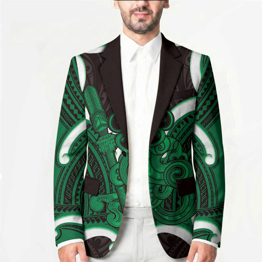 Kakariki Aotearoa Atua Tumatauenga Personalised Blazer Maori God Of War Tiki With Taiaha