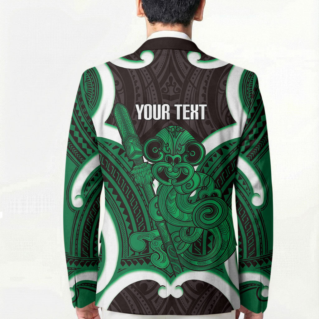 Kakariki Aotearoa Atua Tumatauenga Personalised Blazer Maori God Of War Tiki With Taiaha