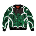 Kakariki Aotearoa Atua Tumatauenga Personalised Bomber Jacket Maori God Of War Tiki With Taiaha