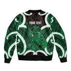 Kakariki Aotearoa Atua Tumatauenga Personalised Bomber Jacket Maori God Of War Tiki With Taiaha