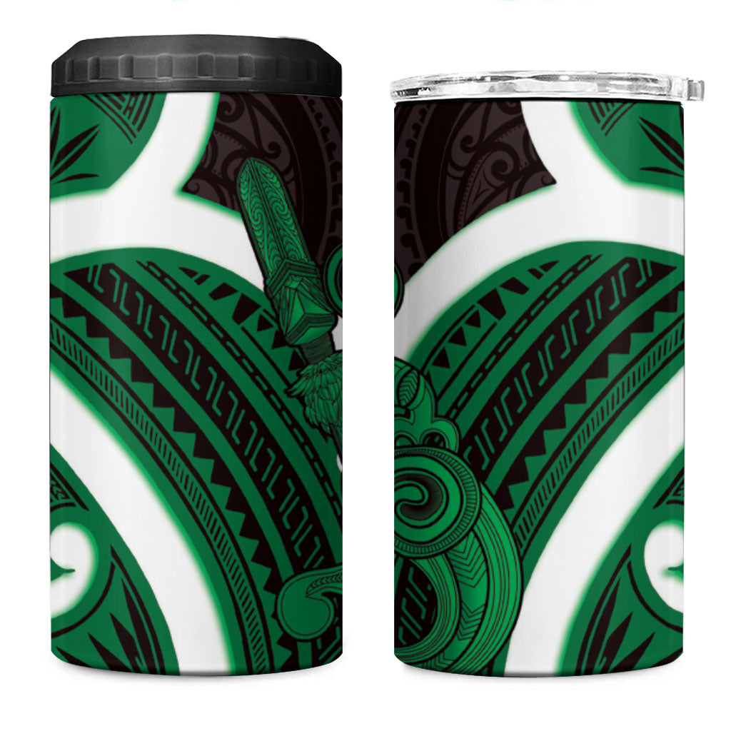 Kakariki Aotearoa Atua Tumatauenga 4 in 1 Can Cooler Tumbler Maori God Of War Tiki With Taiaha