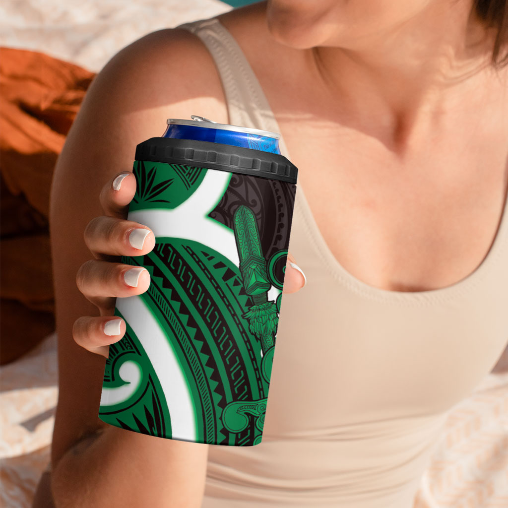 Kakariki Aotearoa Atua Tumatauenga 4 in 1 Can Cooler Tumbler Maori God Of War Tiki With Taiaha