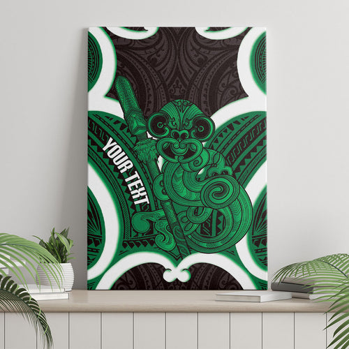 Kakariki Aotearoa Atua Tumatauenga Personalised Canvas Wall Art Maori God Of War Tiki With Taiaha