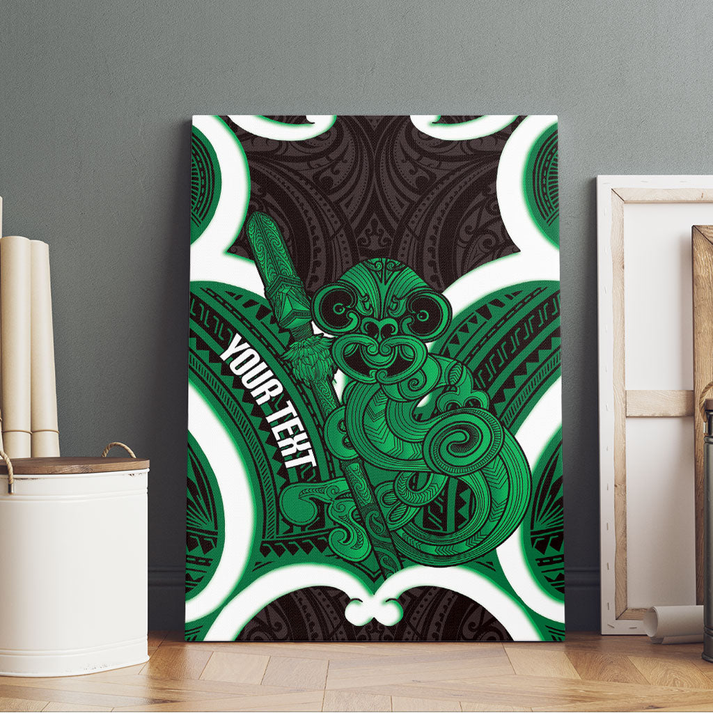 Kakariki Aotearoa Atua Tumatauenga Personalised Canvas Wall Art Maori God Of War Tiki With Taiaha