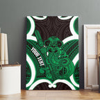 Kakariki Aotearoa Atua Tumatauenga Personalised Canvas Wall Art Maori God Of War Tiki With Taiaha