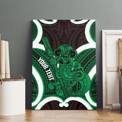 Kakariki Aotearoa Atua Tumatauenga Personalised Canvas Wall Art Maori God Of War Tiki With Taiaha