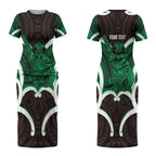 Kakariki Aotearoa Atua Tumatauenga Personalised Couples Matching Short Sleeve Bodycon Dress and Hawaiian Shirt Maori God Of War Tiki With Taiaha