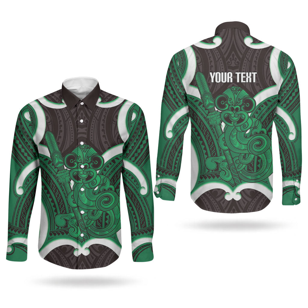 Kakariki Aotearoa Atua Tumatauenga Personalised Couples Matching Summer Maxi Dress and Long Sleeve Button Shirt Maori God Of War Tiki With Taiaha