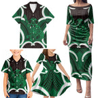 Kakariki Aotearoa Atua Tumatauenga Personalised Family Matching Puletasi and Hawaiian Shirt Maori God Of War Tiki With Taiaha