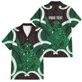 Kakariki Aotearoa Atua Tumatauenga Personalised Family Matching Short Sleeve Bodycon Dress and Hawaiian Shirt Maori God Of War Tiki With Taiaha