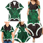 Kakariki Aotearoa Atua Tumatauenga Personalised Family Matching Summer Maxi Dress and Hawaiian Shirt Maori God Of War Tiki With Taiaha