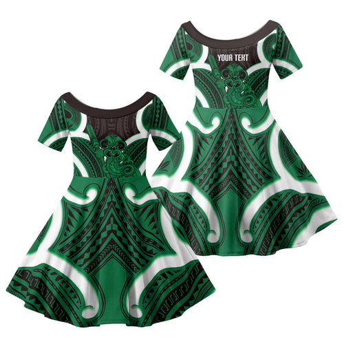 Kakariki Aotearoa Atua Tumatauenga Personalised Family Matching Summer Maxi Dress and Hawaiian Shirt Maori God Of War Tiki With Taiaha