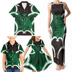 Kakariki Aotearoa Atua Tumatauenga Personalised Family Matching Tank Maxi Dress and Hawaiian Shirt Maori God Of War Tiki With Taiaha