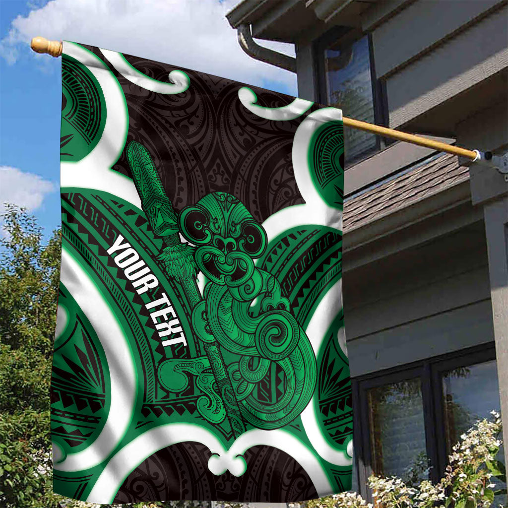 Kakariki Aotearoa Atua Tumatauenga Personalised Garden Flag Maori God Of War Tiki With Taiaha