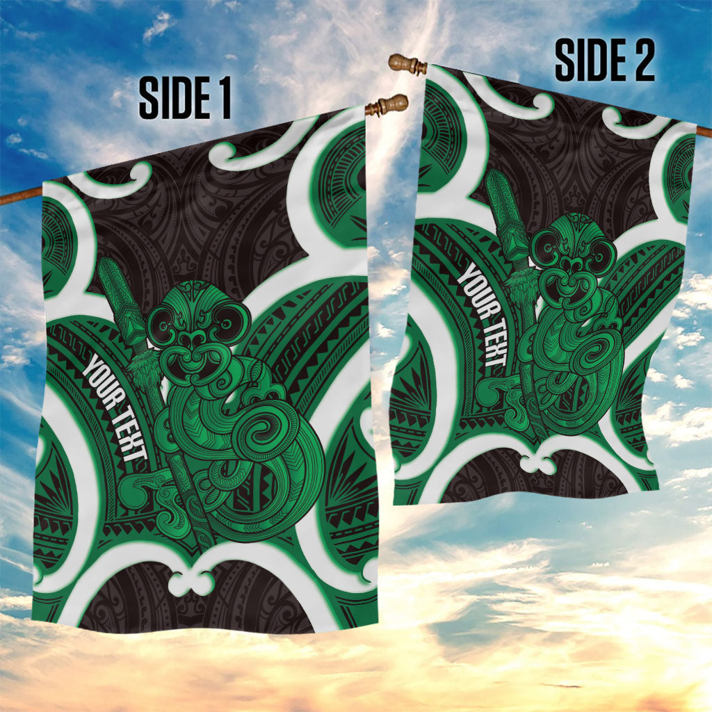 Kakariki Aotearoa Atua Tumatauenga Personalised Garden Flag Maori God Of War Tiki With Taiaha