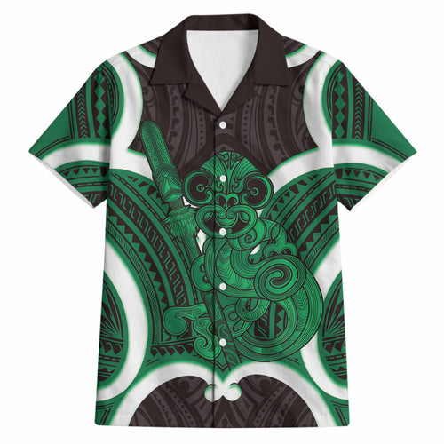 Kakariki Aotearoa Atua Tumatauenga Personalised Hawaiian Shirt Maori God Of War Tiki With Taiaha