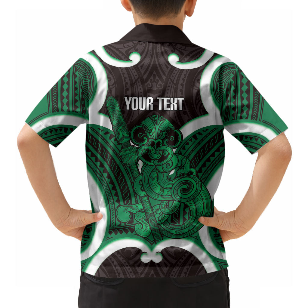 Kakariki Aotearoa Atua Tumatauenga Personalised Hawaiian Shirt Maori God Of War Tiki With Taiaha