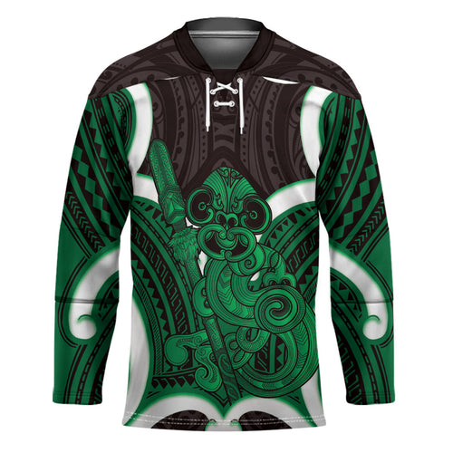 Kakariki Aotearoa Atua Tumatauenga Personalised Hockey Jersey Maori God Of War Tiki With Taiaha