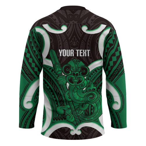 Kakariki Aotearoa Atua Tumatauenga Personalised Hockey Jersey Maori God Of War Tiki With Taiaha