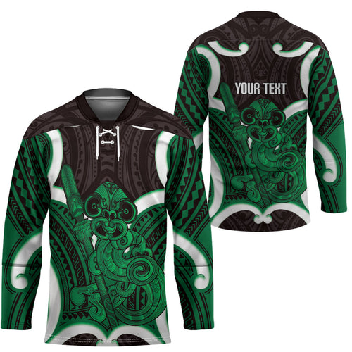 Kakariki Aotearoa Atua Tumatauenga Personalised Hockey Jersey Maori God Of War Tiki With Taiaha