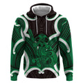 Kakariki Aotearoa Atua Tumatauenga Personalised Hoodie Maori God Of War Tiki With Taiaha
