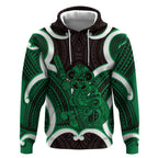 Kakariki Aotearoa Atua Tumatauenga Personalised Hoodie Maori God Of War Tiki With Taiaha