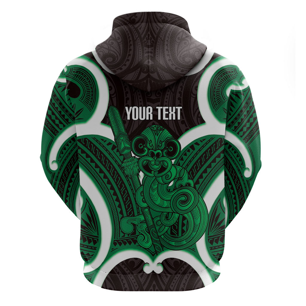 Kakariki Aotearoa Atua Tumatauenga Personalised Hoodie Maori God Of War Tiki With Taiaha