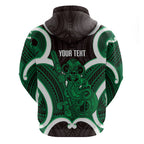 Kakariki Aotearoa Atua Tumatauenga Personalised Hoodie Maori God Of War Tiki With Taiaha