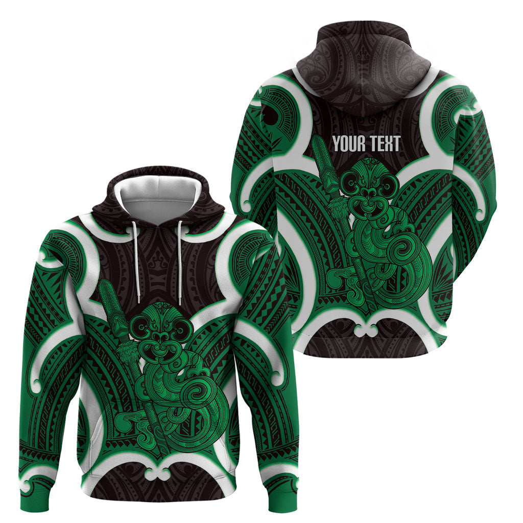 Kakariki Aotearoa Atua Tumatauenga Personalised Hoodie Maori God Of War Tiki With Taiaha