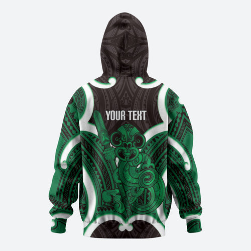Kakariki Aotearoa Atua Tumatauenga Personalised Hoodie Maori God Of War Tiki With Taiaha