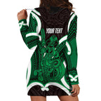 Kakariki Aotearoa Atua Tumatauenga Personalised Hoodie Dress Maori God Of War Tiki With Taiaha