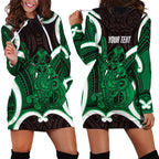 Kakariki Aotearoa Atua Tumatauenga Personalised Hoodie Dress Maori God Of War Tiki With Taiaha
