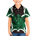 Kakariki Aotearoa Atua Tumatauenga Personalised Kid Hawaiian Shirt Maori God Of War Tiki With Taiaha