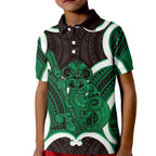Kakariki Aotearoa Atua Tumatauenga Personalised Kid Polo Shirt Maori God Of War Tiki With Taiaha