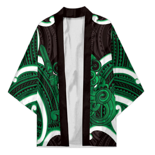Kakariki Aotearoa Atua Tumatauenga Personalised Kimono Maori God Of War Tiki With Taiaha