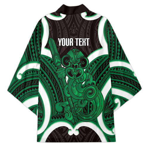 Kakariki Aotearoa Atua Tumatauenga Personalised Kimono Maori God Of War Tiki With Taiaha