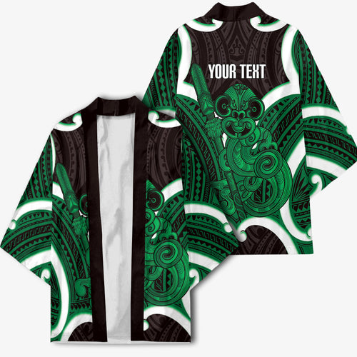 Kakariki Aotearoa Atua Tumatauenga Personalised Kimono Maori God Of War Tiki With Taiaha