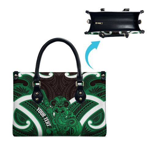 Kakariki Aotearoa Atua Tumatauenga Personalised Leather Bag Maori God Of War Tiki With Taiaha