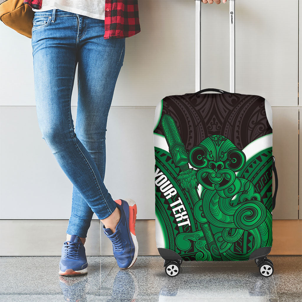 Kakariki Aotearoa Atua Tumatauenga Personalised Luggage Cover Maori God Of War Tiki With Taiaha