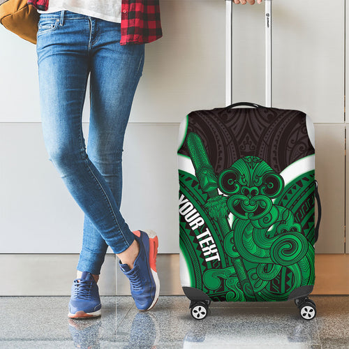 Kakariki Aotearoa Atua Tumatauenga Personalised Luggage Cover Maori God Of War Tiki With Taiaha